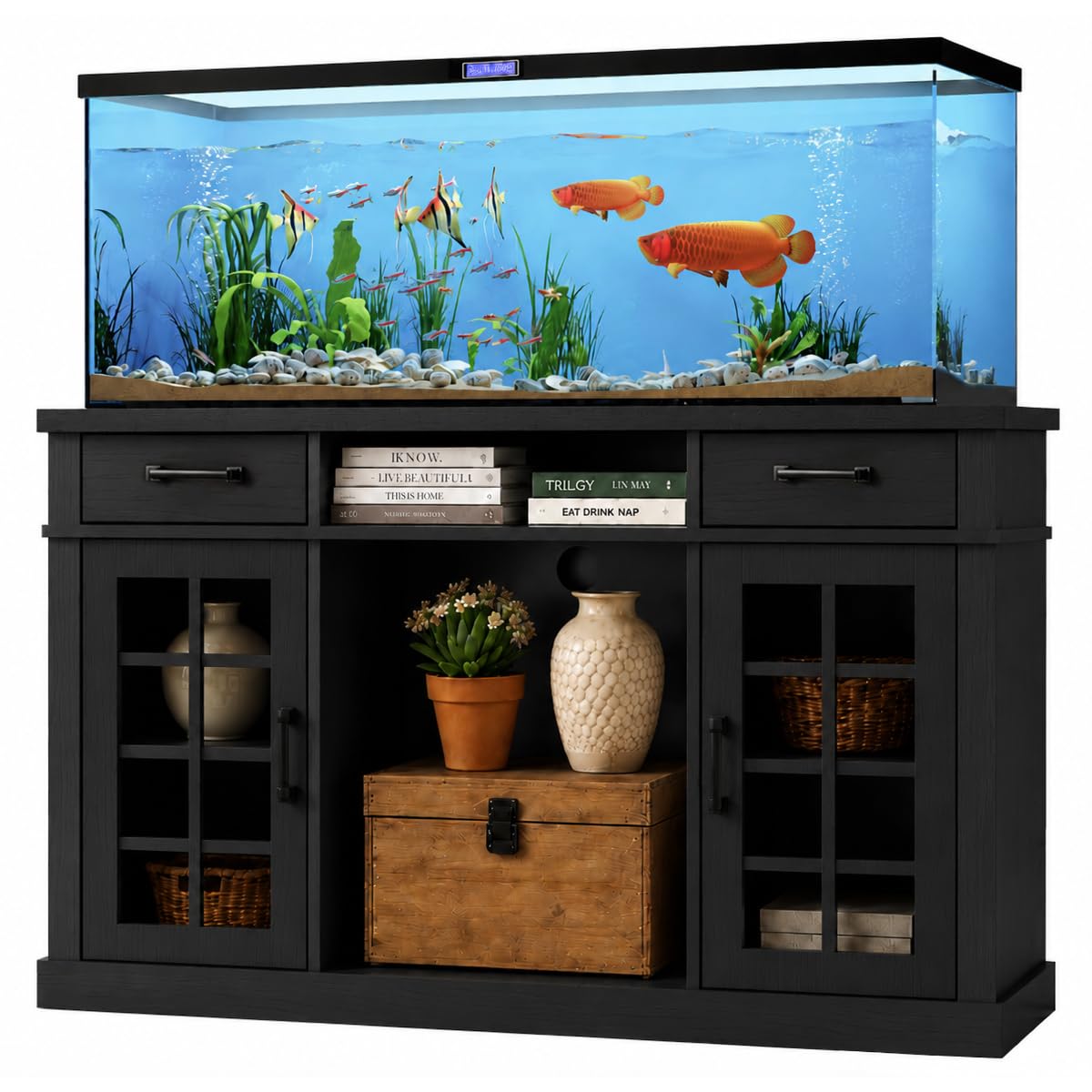 55-75 Gallon Fish Tank Stand, 75 Gallon Aquarium Stand, 1100LBS, Black
