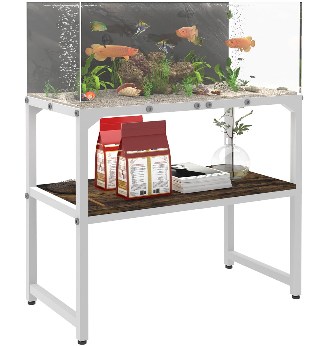 Mondazie 10-20 Gallon Fish Tank Stand, 24" L x 12" W x 20.5" H, White