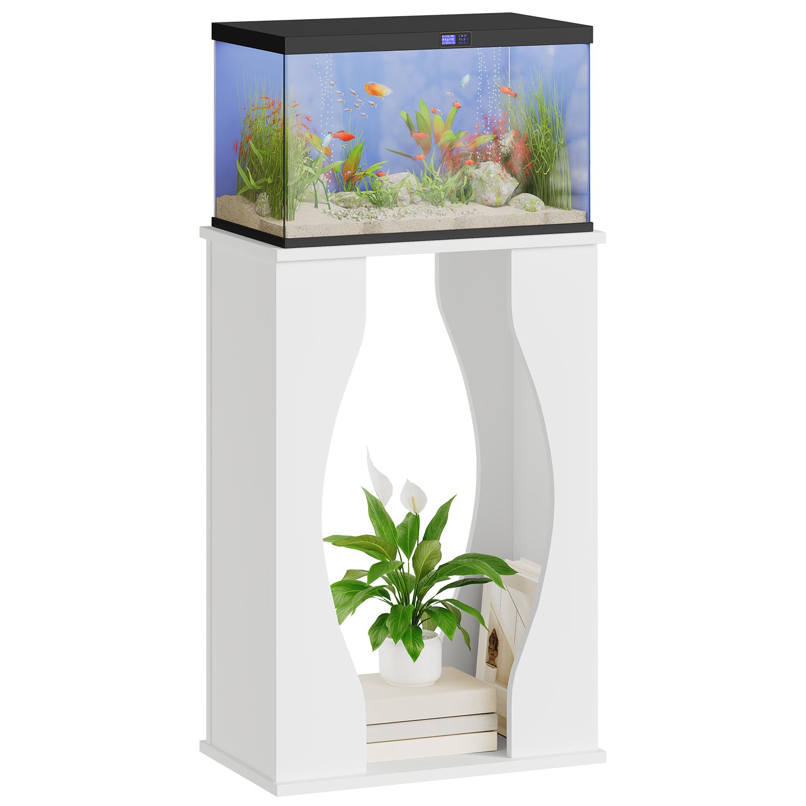 HOOBRO 10-Gallon Aquarium Stand, 2-Tier Fish Tank Stand, Modern White