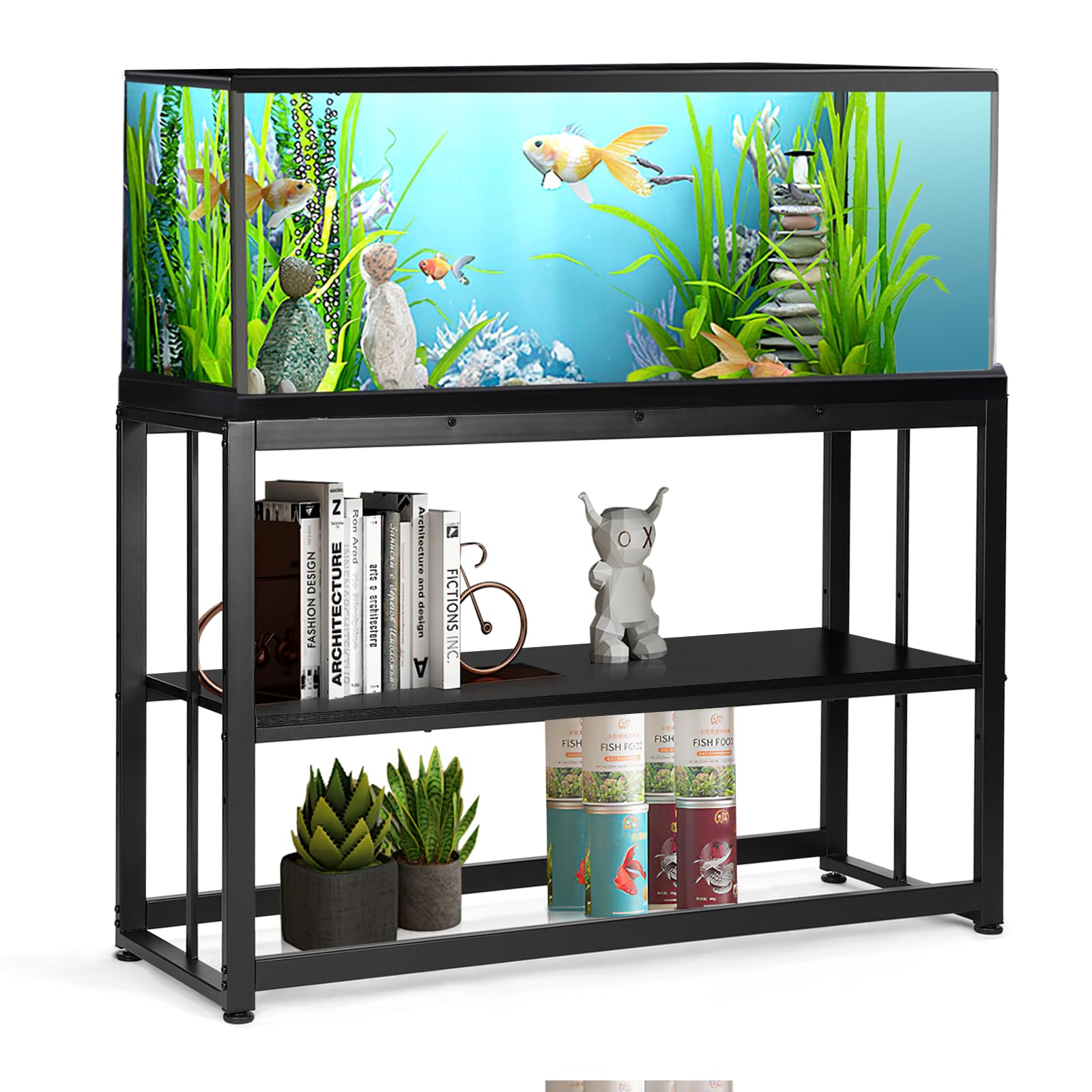 VOWNER 55-75 Gallon Fish Tank Stand, Metal Aquarium Stand, Black
