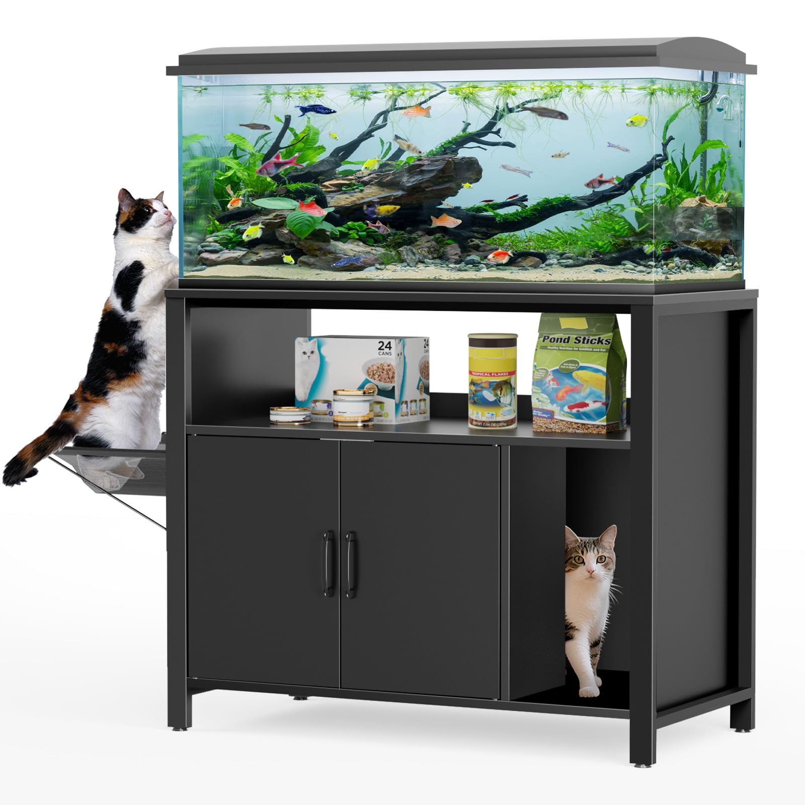 GDLF 40-50 Gallon Fish Tank Stand with Hidden Cat Litter Box Cabinet