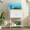 MAHANCRIS 10 Gallon Fish Tank Stand, Metal Frame Aquarium Stand, Cabinet for Fish Tank Accessories Storage, Heavy Duty Reptile Turtle Tank Stand for Home Office, 23.6" L x 11.8" W, White FTWT2101