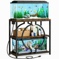 HavenlyYouth 20-29 Gallon Aquarium Stand with Power Outlet, 3 Tier Heavy Duty Metal Fish Tank Stand with Storage Shelf, Fish Tank Table for Home Office, 31.5" L x 15.7" W x 31.2" H, Rustic Brown
