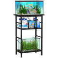 Snughome 5-10 Gallon Aquarium Stand, 3 Tier Fish Tank Stand with Storage, Fish Tank Stand with Metal Frame, Reptile Turtle Tank Stand for Home Office, 20.47" x 11.02" x 30.52", Black