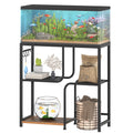 HOOBRO 20 Gallon Fish Tank Stand with Storage Shelves, Heavy Duty Aquarium Stand, Metal Frame Reptile Turtle Tank Stand, 29.9”L x 11.8”W, 254 LBS Capacity, Rustic Brown BF74FT01