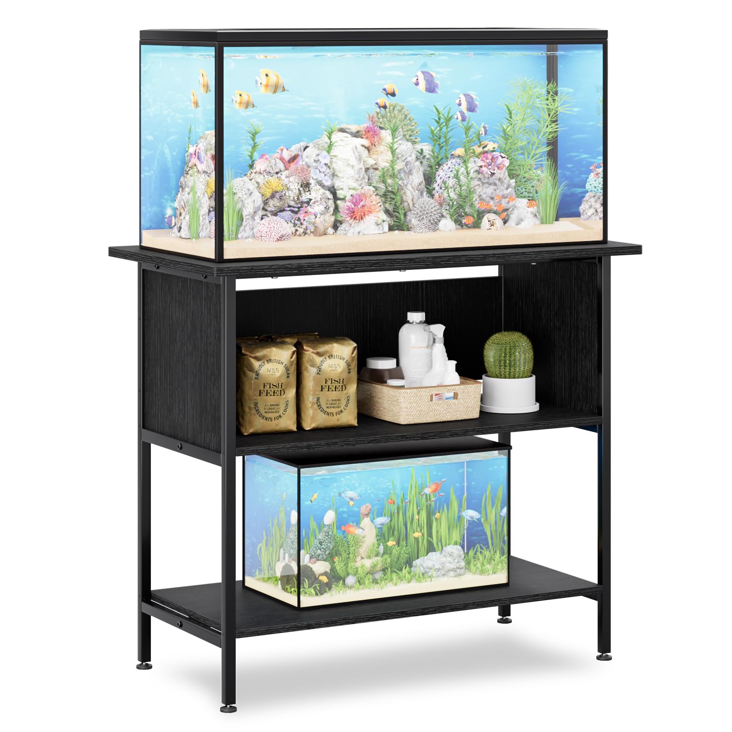 APPOLYN 40-50 Gal 3-Tier Aquarium Stand Fish Tank Stand, Black