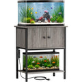 20-29-30 Gallon Fish Tank Stand with Power Outlets, Metal Frame Aquarium Stand with Cabinet Storage, Reptile Turtle Tank Stand for Home Office up to 400 LBS, 27.6" L x 15.7" W x 32.3" H, Oak Grey