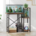 MAHANCRIS 5-10 Gallon Fish Tank Stand with 3-Tier Storage Shelf, Heavy Duty Aquarium Stand for Home Office, Metal Frame Turtle Reptile Terrarium Stand, 30.7"L x 12.6"W x 32.1"H, Rustic Brown FTHR5201