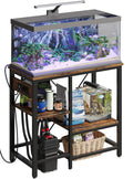 Bestier 20-29-37 Gal Fish Tank Stand with Power Outlet, Rustic Brown, 30x13