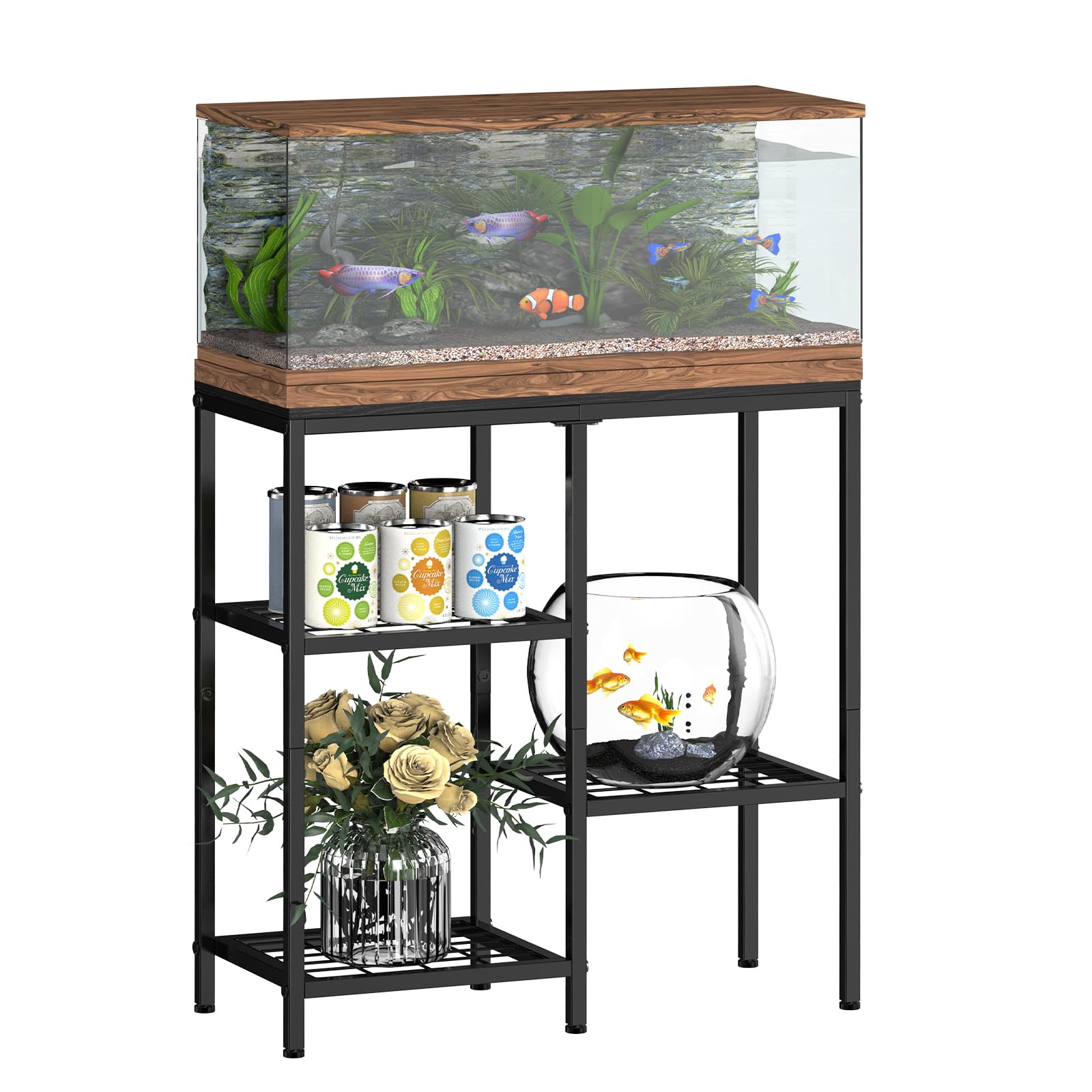 20 Gallon Fish Tank Stand, Metal Aquarium Stand, with 3-Tier Shelf