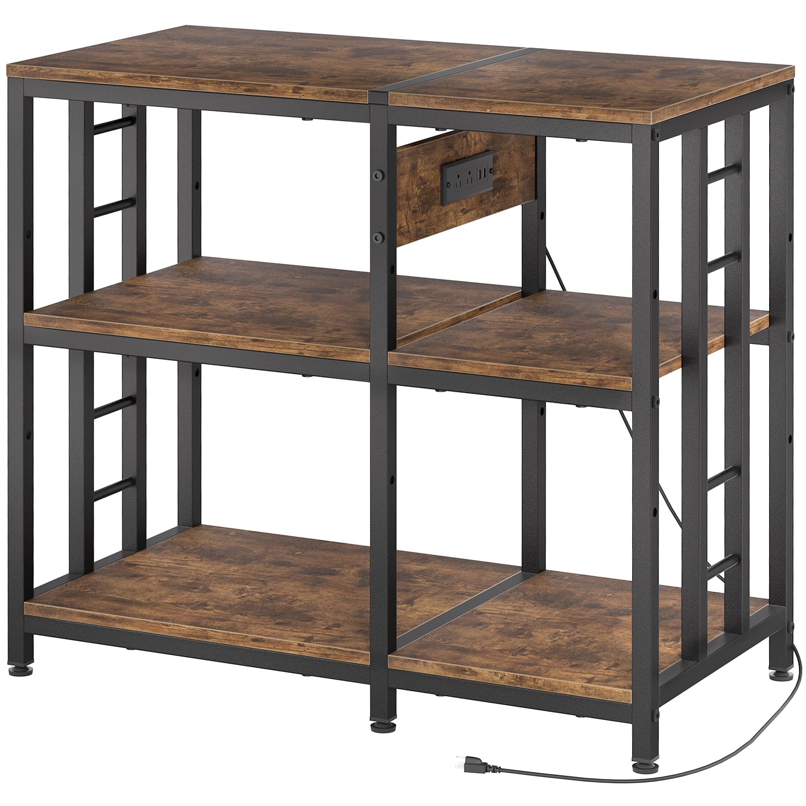 Reinforced 40-50 Gallon Aquarium Stand with Power Outlet, Ultra-Stable 720LBS Capacity Metal Fish, Tank Stand for Reptile/Aquatic Setups, 5-Tier Adjustable 37"x19" Steel Shelving System