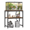 10-20 Gallon Fish Tank Stand, 2-Tier Heavy Duty Aquarium Stand with Storage Shelves, 450 LBS Weight Capacity Adjustable Reptile Terrarium Stand, 24" L×11.8" W, Rustic Brown