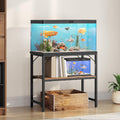 MAHANCRIS 30 Gallon Fish Tank Stand, Aquarium Stand with 2-Tier Storage Shelves, Heavy Duty Breeder Turtle Terrarium Stand Rack for Home Office, 30.0" L x 11.8" W x 24.4" H, Rustic Brown FTHR3001