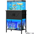 HOOBRO 20 Gallon Fish Tank Stand with Power Outlets and LED Light, Metal Frame Aquarium Stand, Reptile, Turtle Tank Stand with Cabinet Storage, 27.6'' L x 15.7'' W, 300 LBS Capacity, Black BB40UDFT01