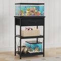5-10 Gallon Fish Tank Stand with Adjustable Height and Drawer, Black