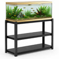 Aquarium Stand, Freestanding Fish Stand with Storage for Living Room, Heavy Duty Metal Shelving Fish Tank Holder for 30-40 Gallon Breeder Tanks, Black