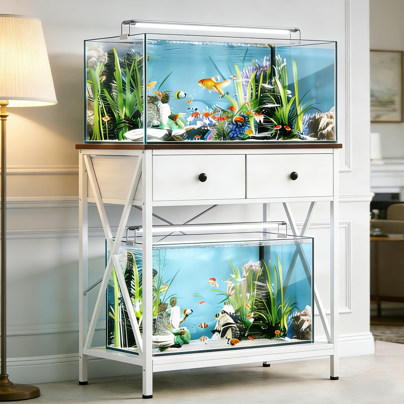 Fish Tank Stand with Drawer,20-29 Gallon Aquarium Stand Easy Assemble