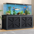 knoworld 180-200 Gallon Fish Tank Stand with Built-in Power Outlet, 3500 LBS Heavy Duty Aquarium Stand with Cabinet Storage for Sump Filter, Farmhouse Reptile Terrarium Base, 71.6" L x 23.6" W, Black