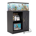 20-29 Gallon Fish Tank Stand, Heavy Duty Aquarium Stand with Power Outlet and Storage Cabinet, Wooden Terrarium Stand for Reptile,Turtle, 31.5" L x 15.7" W x 31.5" H, 500LBs, Black HFT001B