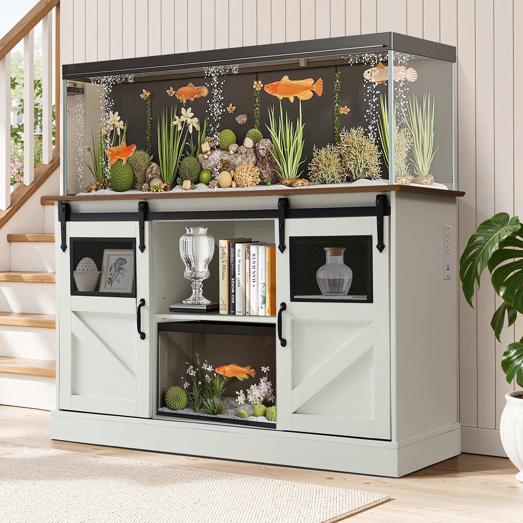 MAGIC UNION 55-75 Gallon Large Fish Tank Stand with Power Outlet, 1300LBS