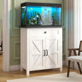 Suadism 20-29 Gallon Aquarium Stand With Charging Station, Farmhouse Fish Tank Stand, Reptile Tank Stand Terrarium Stand with Drawer and Cabinet Storage, Sturdy Heavy Duty 27.6"×15.7" Tabletop - White