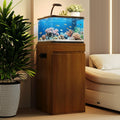 10-15 Gallon Aquarium Stand with Power Outlets, Farmhouse Fish Tank Stand, Reptile and Terrarium Stand with Drawer and Cabinet Storage, Sturdy Heavy Duty 16.9"