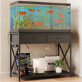 40-50 Gallon Fish Tank Stand，Aquarium Holder with Power Outlet and 2 Drawers，Heavy Duty Breeder Turtle Terrarium Stand Suitable for Turtle Tank, Reptile Terrarium, for Home Office (Black)