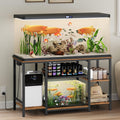 MAHANCRIS 55-75 Gallon Fish Tank Stand with Power Outlet, 3-Tier Metal Frame Aquarium Stand, Heavy Duty Reptile Terrarium Tank Stand, 52.0"L x 19.7"W x 29.9"H, 800 LBS Capacity, Rustic Brown FTHR55E01