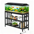 55-75 Gallon Fish Tank Stand with Power Outlet, Heavy Duty Metal Aquarium Stand, 3-Tier Adjustable Storage Shelf for Home and Office, 1000LBS Capacity, Black (Tank not Included)