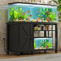 55-75 Gallon Aquarium Stand Farmhouse Fish Tank Stand with Power Outlet Heavy Duty Tank Stand with Adjustable Shelf for Fish Tank, Turtle Tank, Reptile Terrarium, 1000LBS Capacity, Black