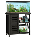 Herture 20-29 Gallon Fish Tank Stand, Aquarium Stand with Cabinet Accessories Storage, Heavy Duty Metal Frame, 31.49" L*15.74" W Tabletop, 330LBS Capacity, Black PG07YGB