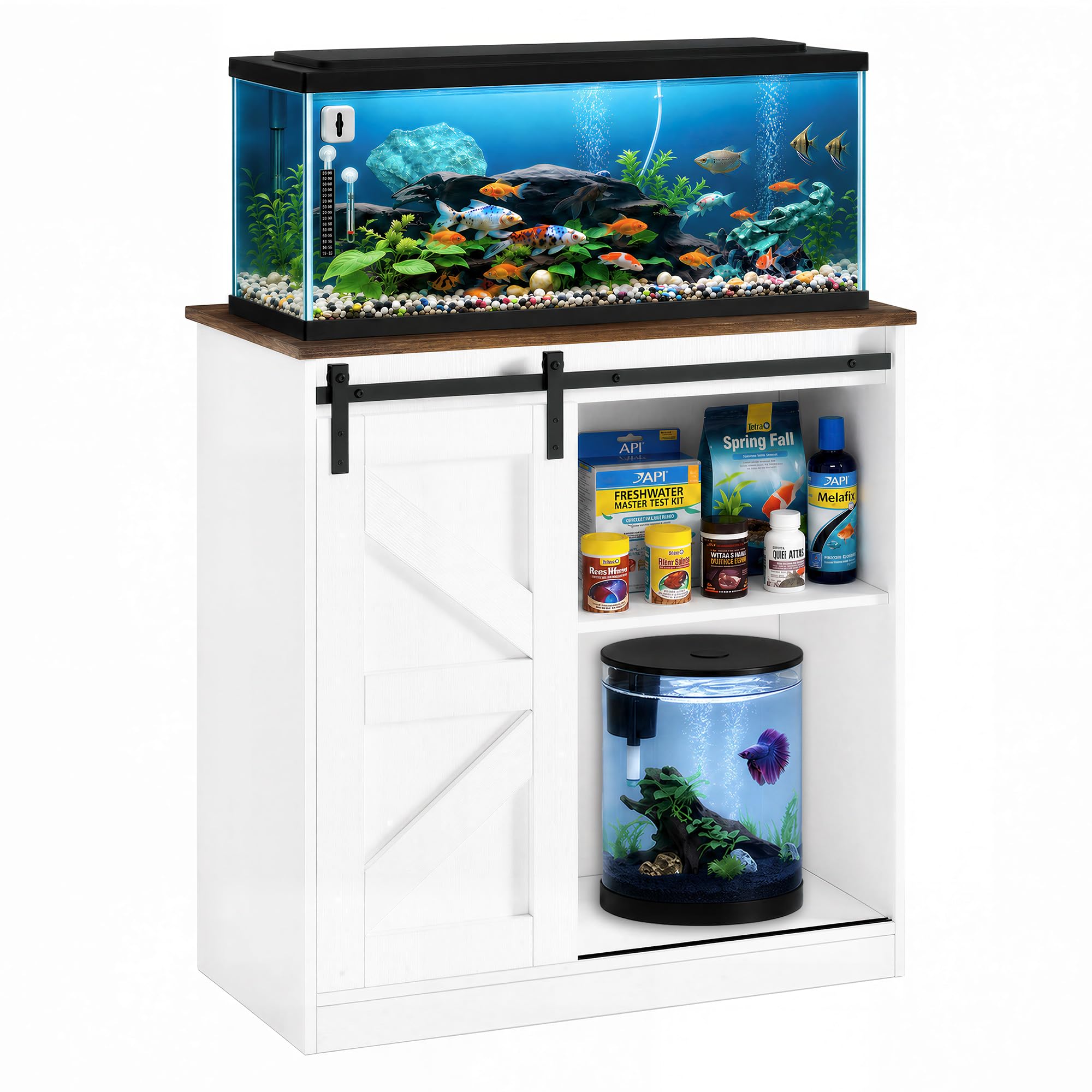 20/29/30 Gallon Farmhouse Fish Tank Stand with Storage Aquarium Stand