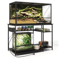 120 Gallon Fish Tank Stand with Power Outlets, Heavy Duty Large Aquarium Stand with Light, Double Reptile Tank Turtle Terrariums Table for Fish Tank Accessories Storage,1100LBS Capacity