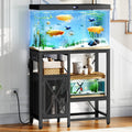 MAHANCRIS 20-37 Gallon Fish Tank Stand, Aquarium Stand with Power Outlet and Storage Cabinet, Heavy Duty Tank Stand Suitable for Turtle Tank, Reptile Terrarium, for Home Office, Black FTHB40E01