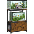 Snughome 10 Gallon Fish Tank Stand with Cabinet Storage, Rustic Wood Grain Aquarium Stand with Heavy Duty Metal Frame, Space Saving Fish Tank Table for Home, Bedroom, Living Room and Office