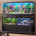 Heybly 55-75 Gal Fish Tank Stand with Drawer, Power Outlet, Black HAS005BK