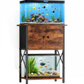 10 Gallon Fish Tank Stand with Storage Cabinet, Aquarium Stand with Rust-Proof Metal Frame, Heavy Duty Waterproof Reptile Turtle Tank Stand for Home Office Up to 260LBS, 21.3" L x 11.4" W x 30" H, Rustic Brown