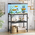 MAHANCRIS 20 Gallon Fish Tank Stand, Aquarium Stand with 2-Tier Storage Shelves, Heavy Duty Breeder Turtle Terrarium Stand Rack for Home Office, 24.0" L x 11.8" W x 24.4" H, Black FTBK2001