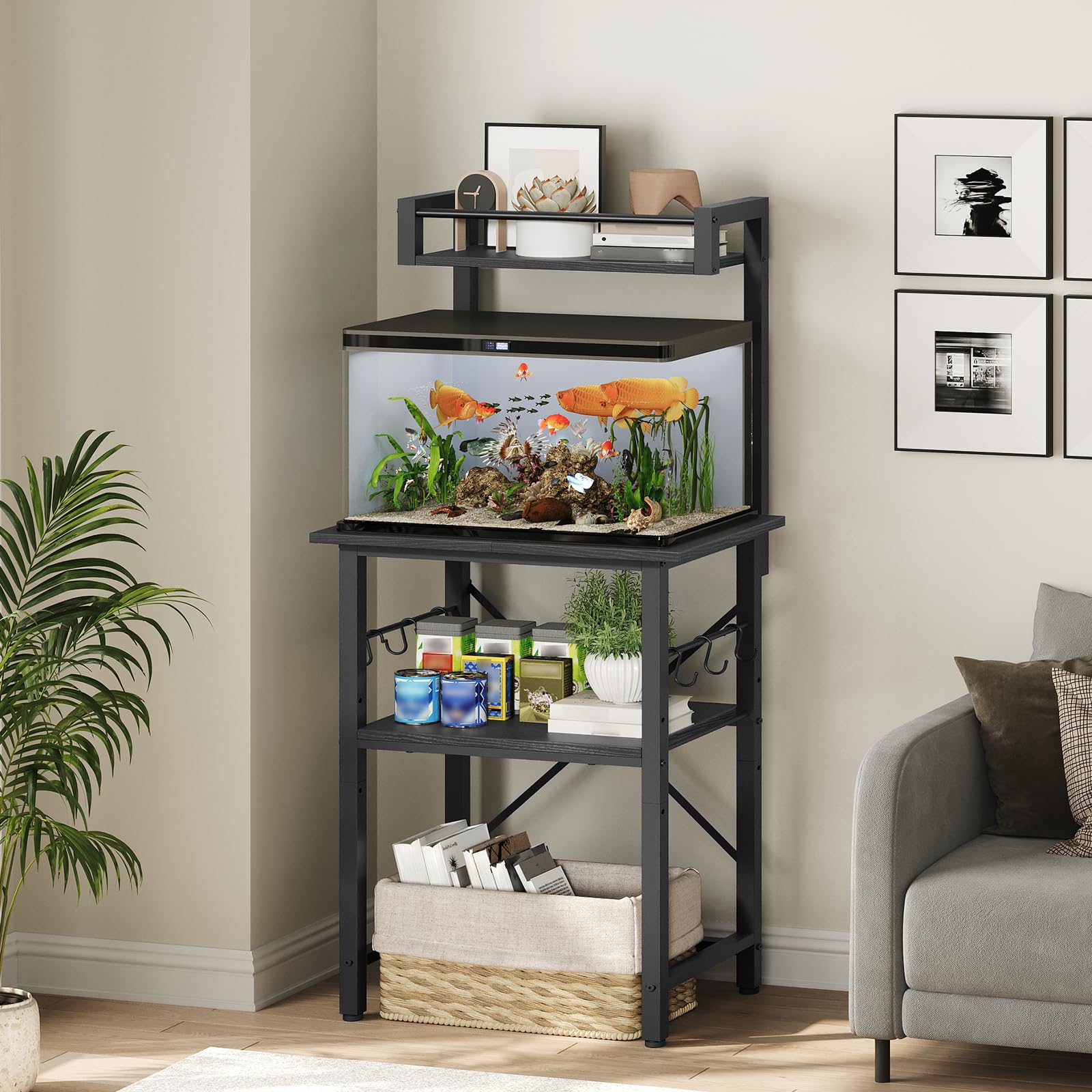 MAHANCRIS 5-10 Gallon Fish Tank Stand, Aquarium Stand with Adjustable Shelf