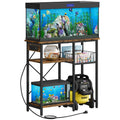 CHOEZON 10-15 Gallon Fish Tank Stand with Power Outlet, 3 Tier Aquarium Stand with Wire Storage Basket, Reptile Tank Stand with Shelves, Aquarium Table, for Home, Office, Rustic Brown and Black TCW78UBF