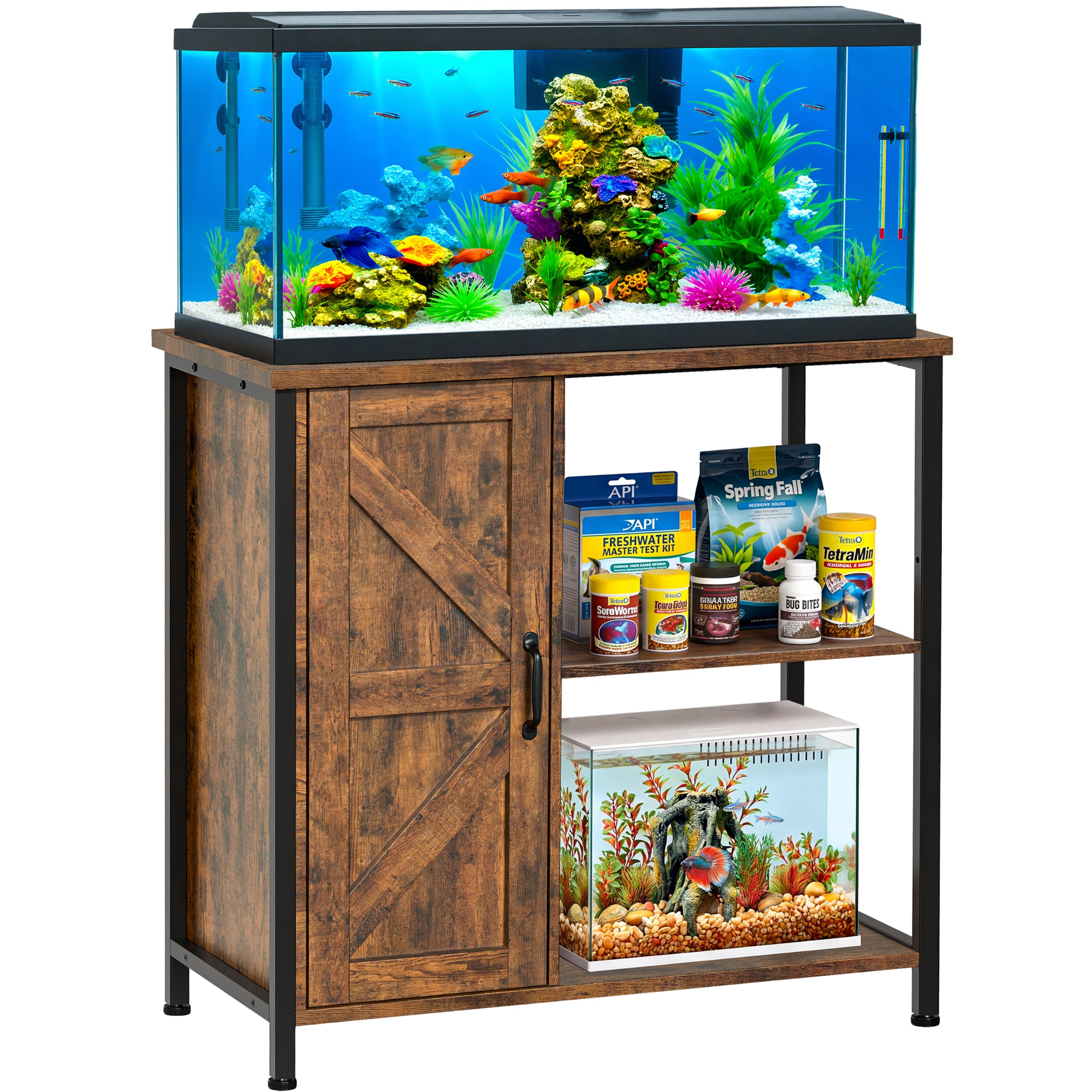 20/29/30 Gal Fish Tank Stand with Storage Cabinet Farmhouse Aquarium Stand