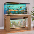 Farmhouse 75–120 Gallon Aquarium Stand for Fish or Reptile Tank, 48"x24" Tabletop Terrarium Stand with Power Outlet and Storage Shelves, Natural Brown Fish Tank Stand, 1500LBS Capacity