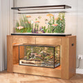 48" Aquarium Stand for 55–75/90 Gallon Tank,Heavy Duty Fish Tank Stand up to 1000 LBS,Aquarium Stand with Power Outlet & LED Light,2-Tier Turtle Reptile Tank Stand with Storage,Natural